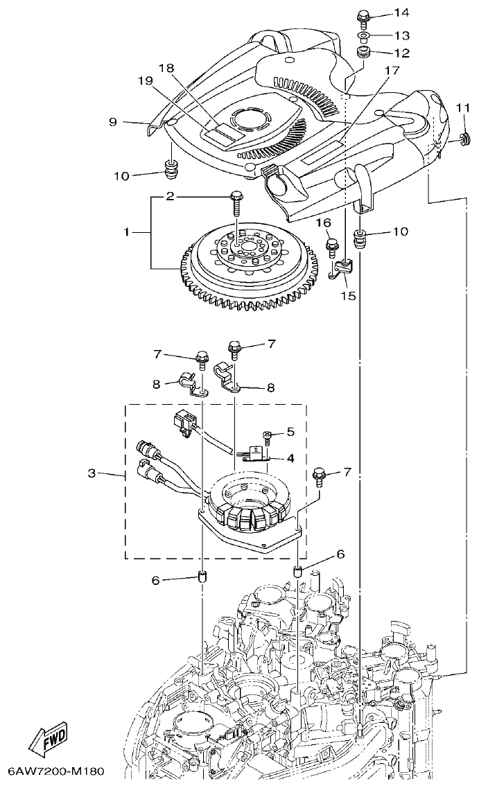 Yamaha F350AET, FL350AET GENERATOR parts diagram